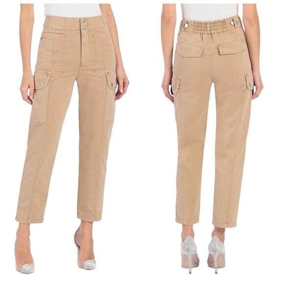 Avec Les Filles Pants - Avec Les Filles Cargo Pants High Rise Straight Leg Khaki Beige Size Med